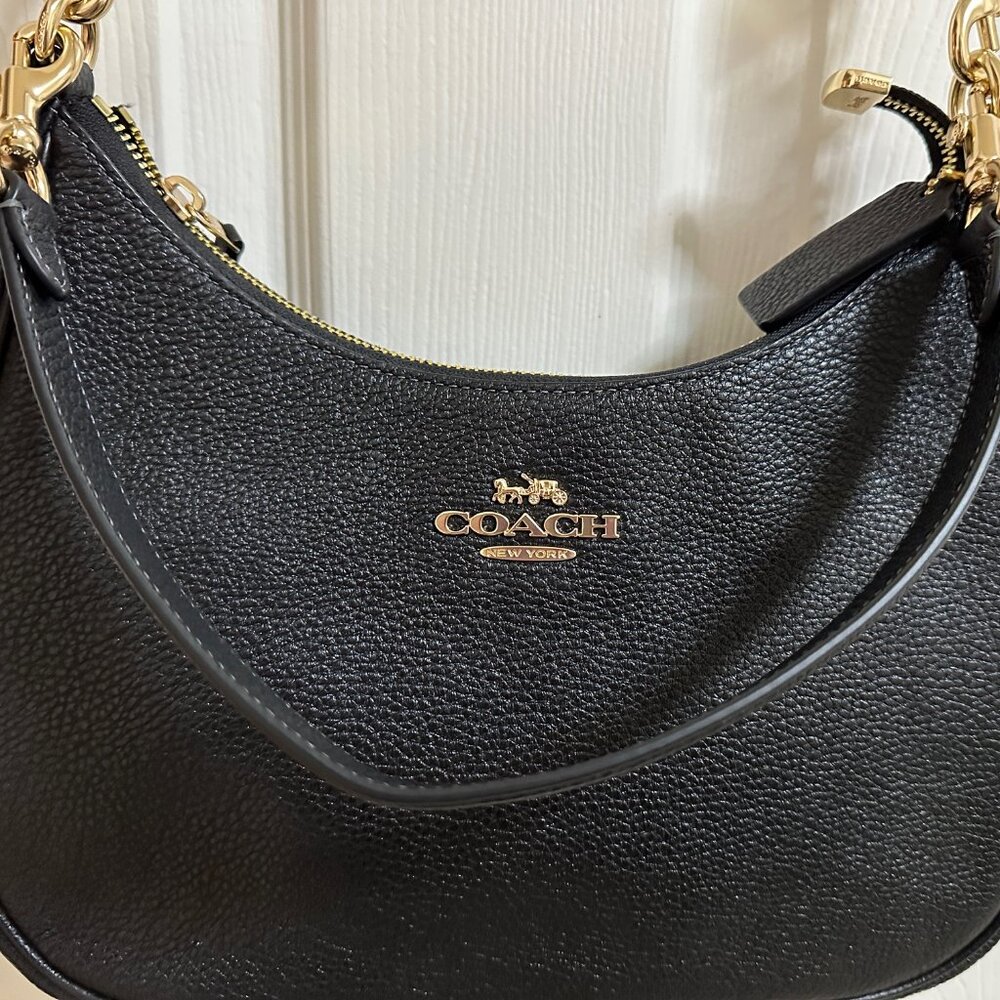Coach Teri Hobo USED ONCE Authentic PERFECT condition black and gold